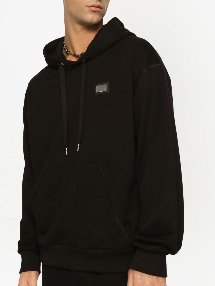 Dolce & Gabbana ‘Dg Essential’ Hoodie Zip-up hoodie with all-over DG print in Black for Men