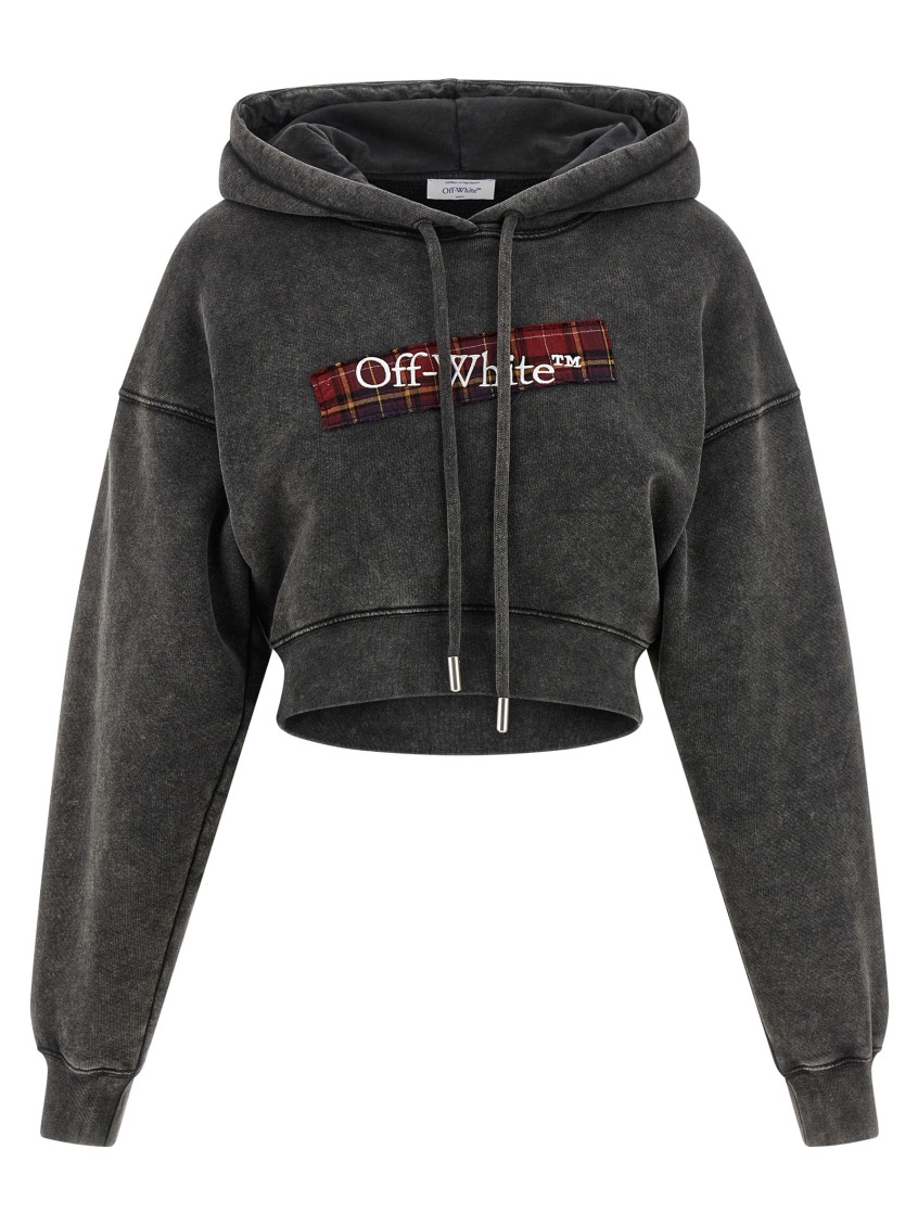 Off-white Check Flan Bookish Sweatshirt Gray In Gray