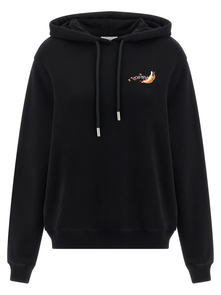Off-white Arrow Graphic Hoodie Featuring Drawstring In Black