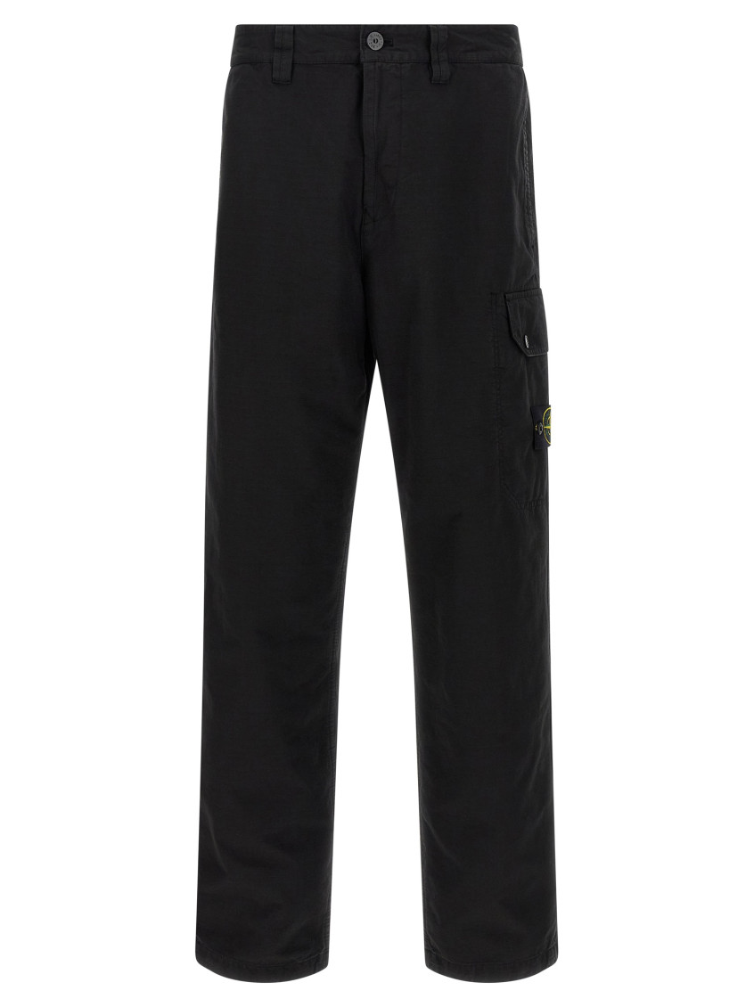 Stone Island Comfortable Cargo Style Trousers Featuring Pockets In Black