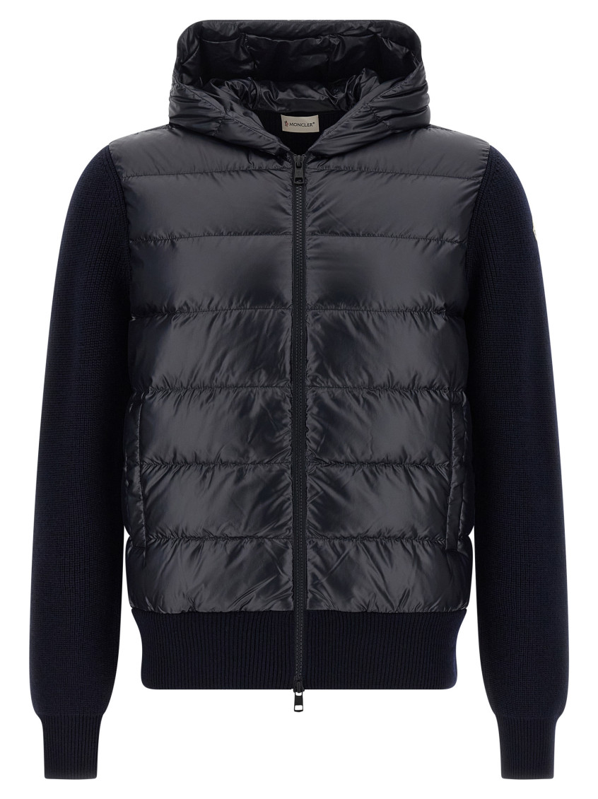Moncler Blue Wool Cardigan In Blue