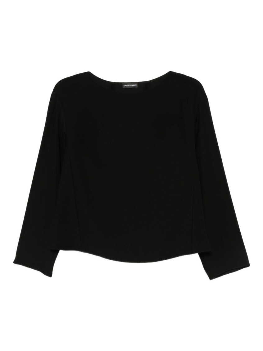 Emporio Armani Black Boat Neck Top In Black