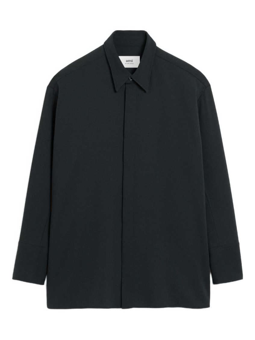 Ami Alexandre Mattiussi Ami Paris Long Anthracite Shirt In Black