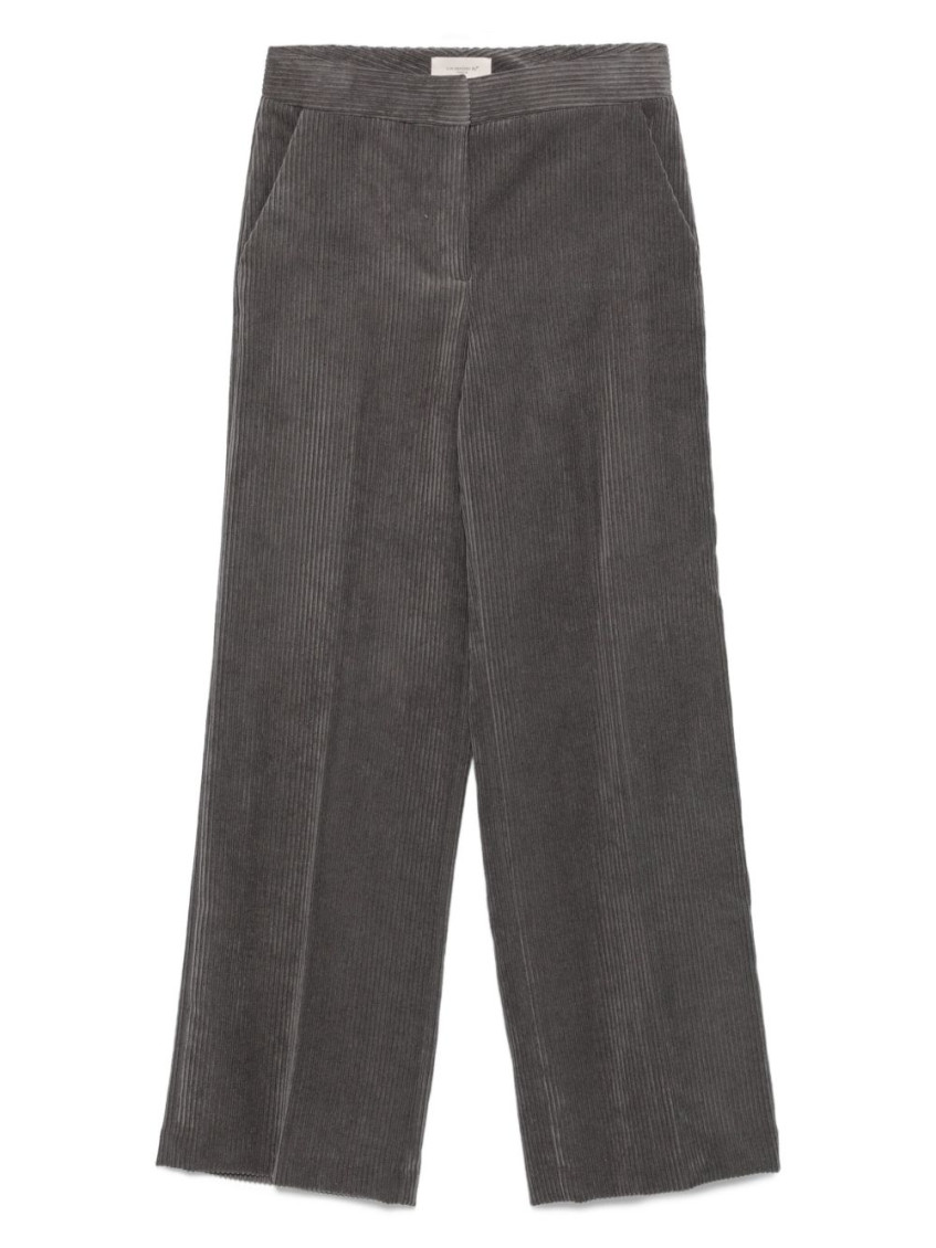 Via Masini 80 Velvet Trousers In Gray