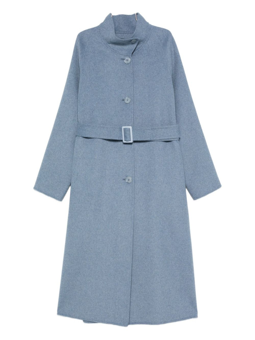Emporio Armani Wool Blend Coat In Blue