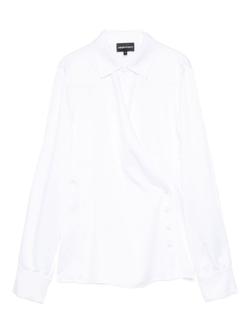 Emporio Armani Wrapped Shirt With Collared Neck And Button Detail In White