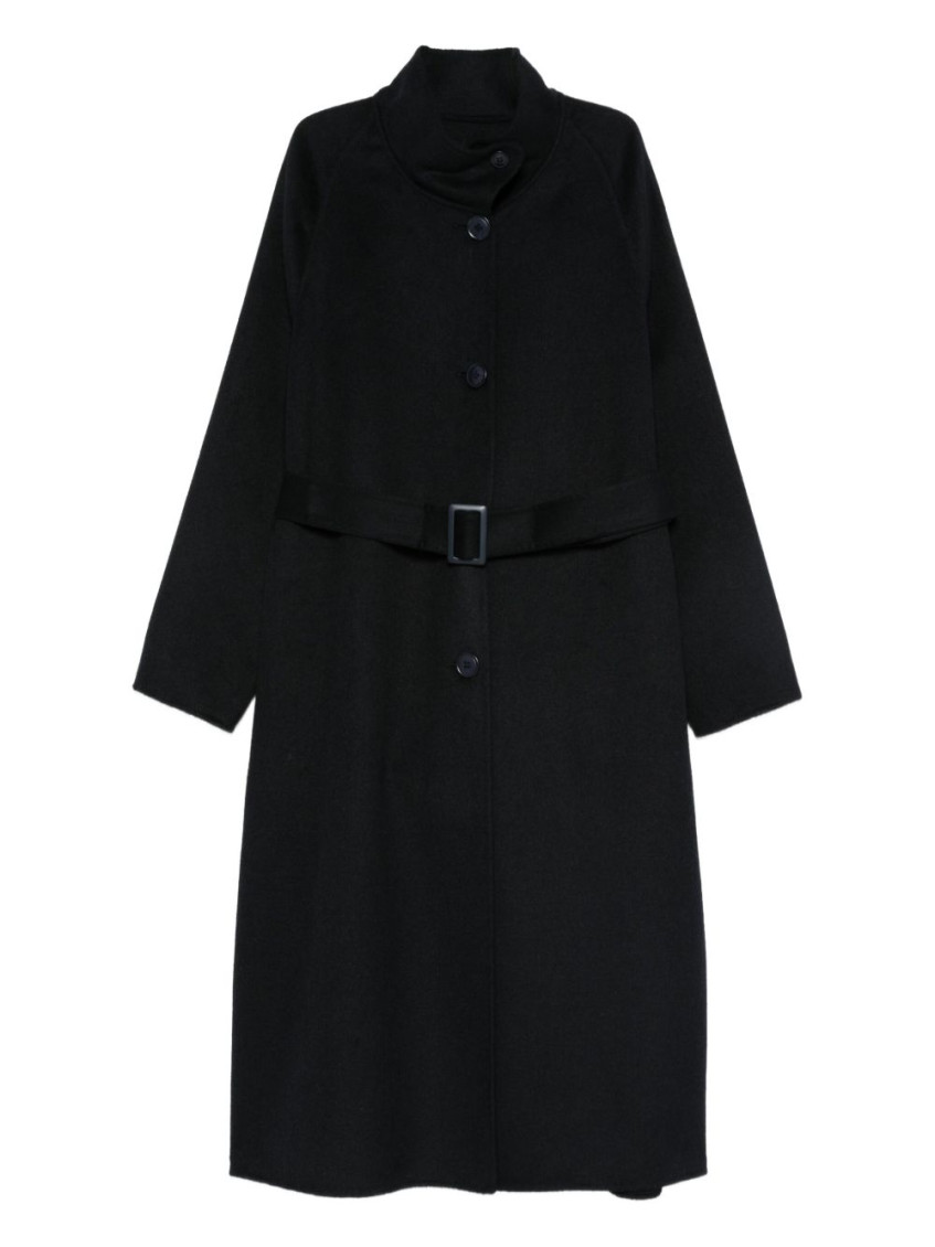 Emporio Armani Wool Blend Coat In Black