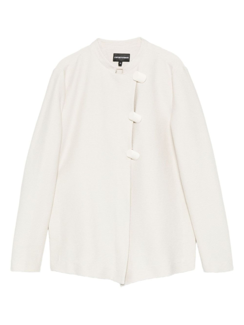 Emporio Armani Ivory Single-breasted Jacket In Animal Print
