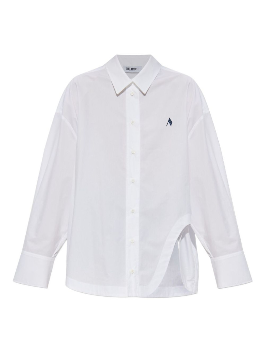Attico White Logo Cotton Shirt In Animal Print