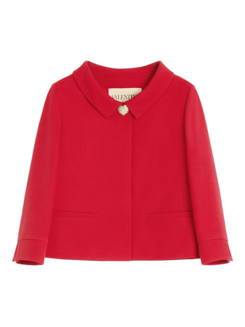 Valentino Couture Crepe Jacket Jeweled Buttons In Red
