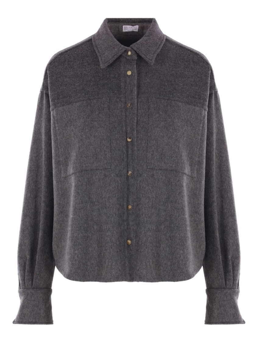 Brunello Cucinelli Wool Shirt In Gray