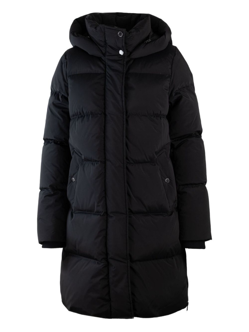 Woolrich Quilted Jacket With Concealed Zip And Snap Button Placket In Black