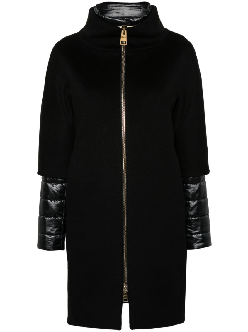 Herno Black Virgin Wool Coats In Black