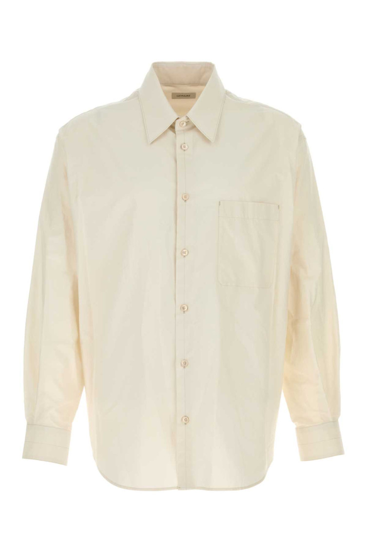 Lemaire Ivory Cotton Blend Solid Shirt In Neutral