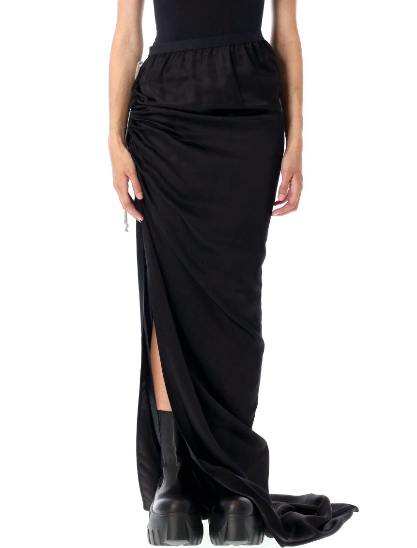 Rick Owens Draped Drawstring Maxi Ruched Side Slit In Multi