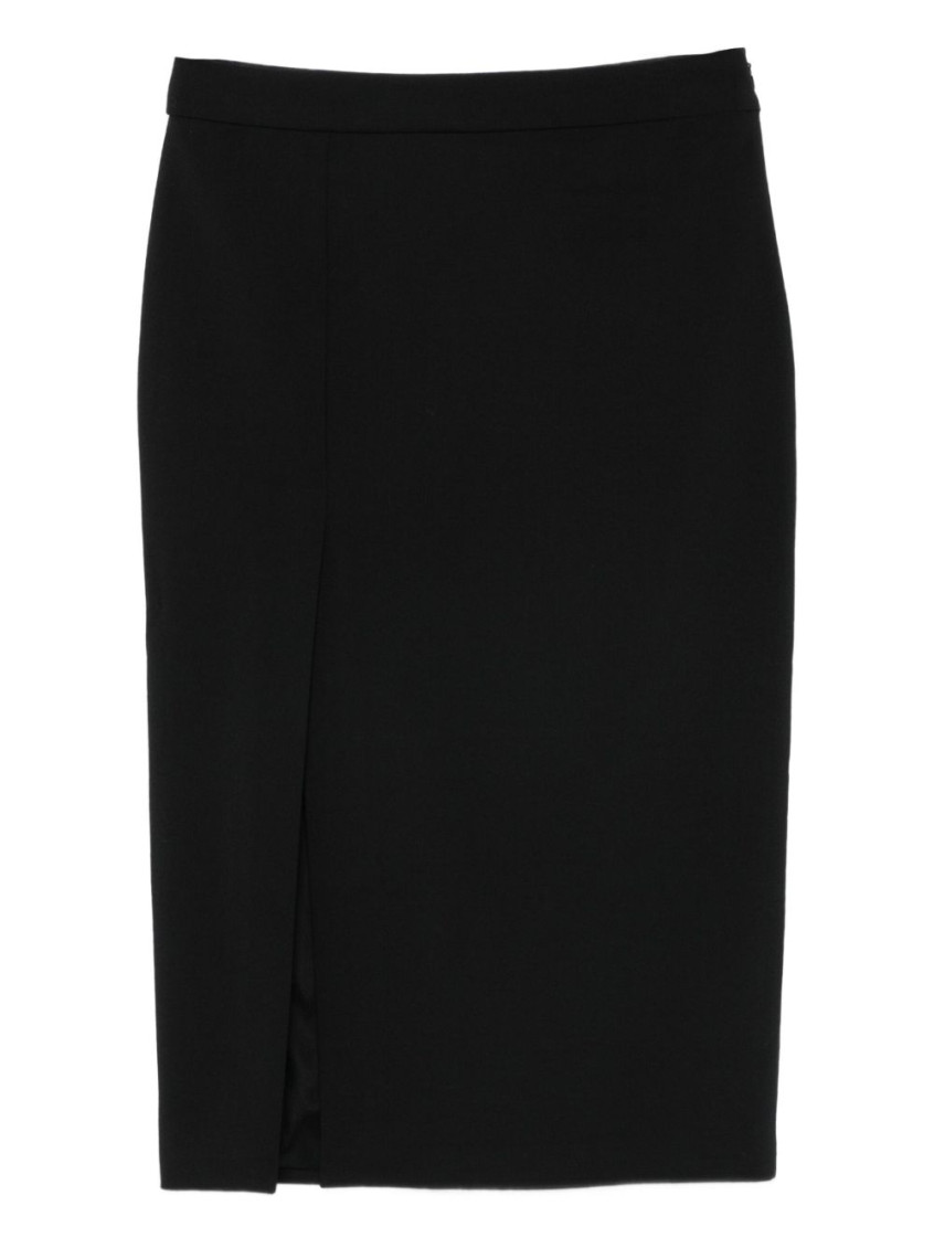 Dondup Black Side-split Pencil Midi Skirt In Black