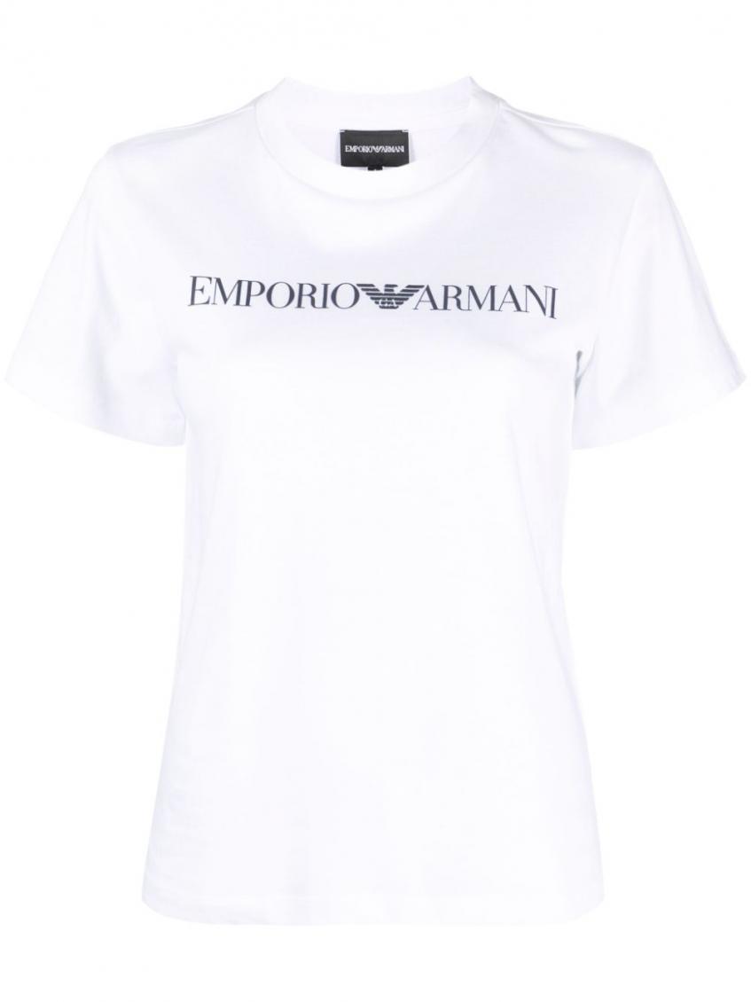Shop Emporio Armani White Logo Print T-shirt