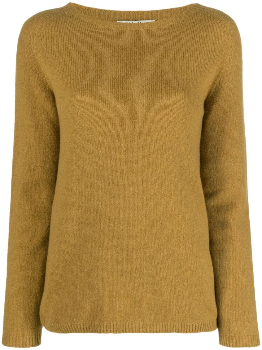 Max Mara Cashmere Crewneck Sweater In Yellow