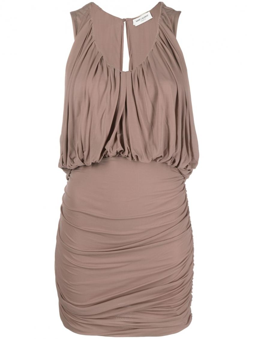 Saint Laurent Women's Biscuit Cupro Mini Dress In Pink