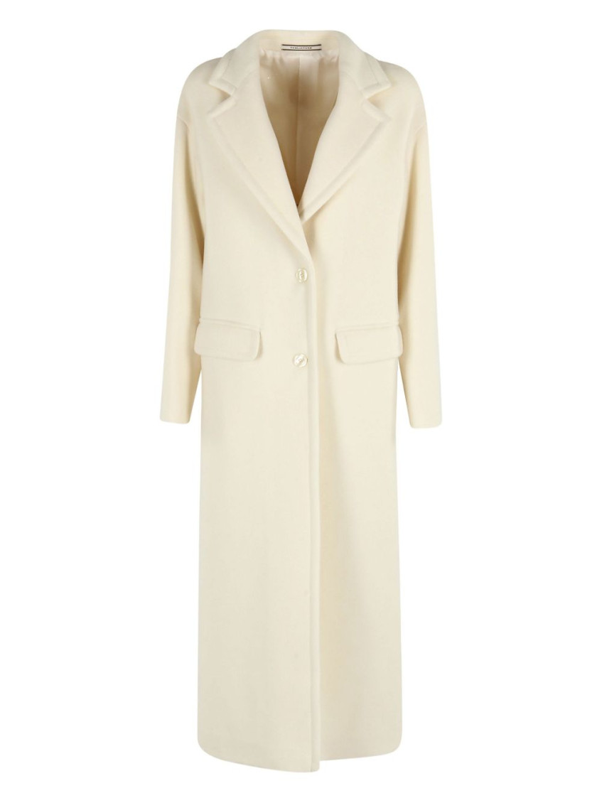 Tagliatore Longline Coat Notched Lapels In Nude