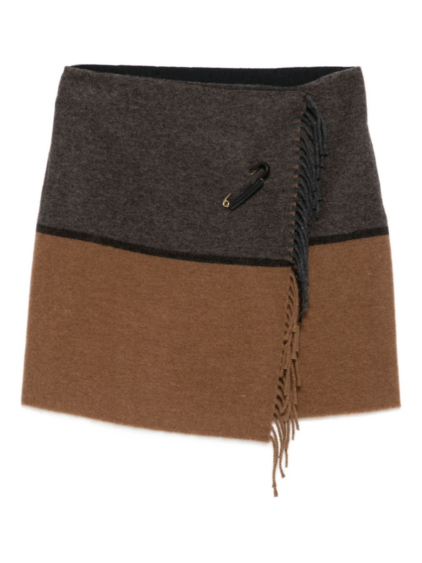 Semicouture Safety-pin Fringed Skirt In Brown