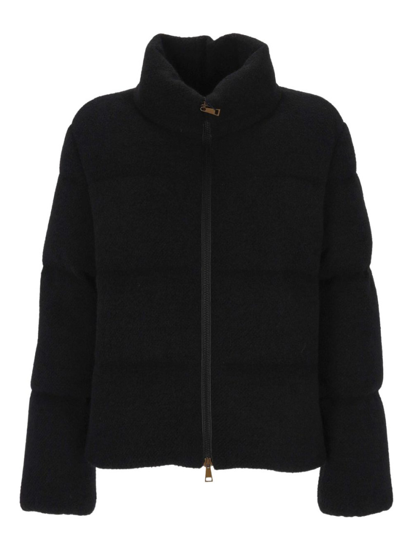Moncler High Neck Padded Blazer With Long Sleeves In Black