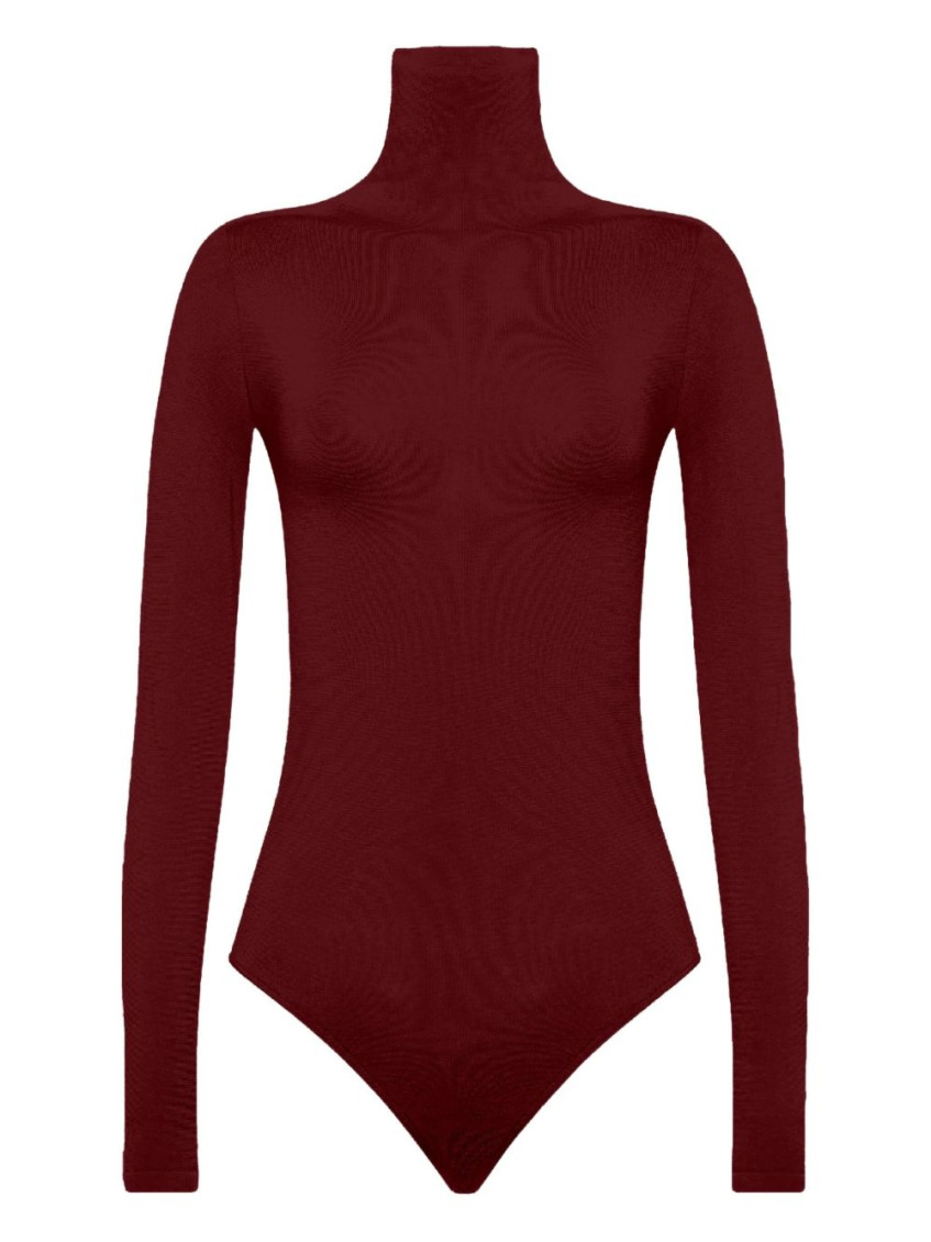 Wolford Seamless Long Sleeve Turtleneck Bodysuit In Red
