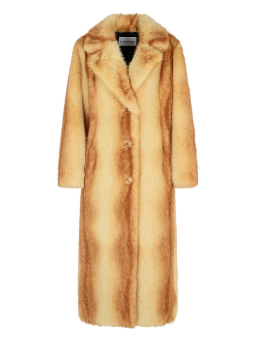 Stand Studio Plush Faux Fur Gradient Coat In Yellow
