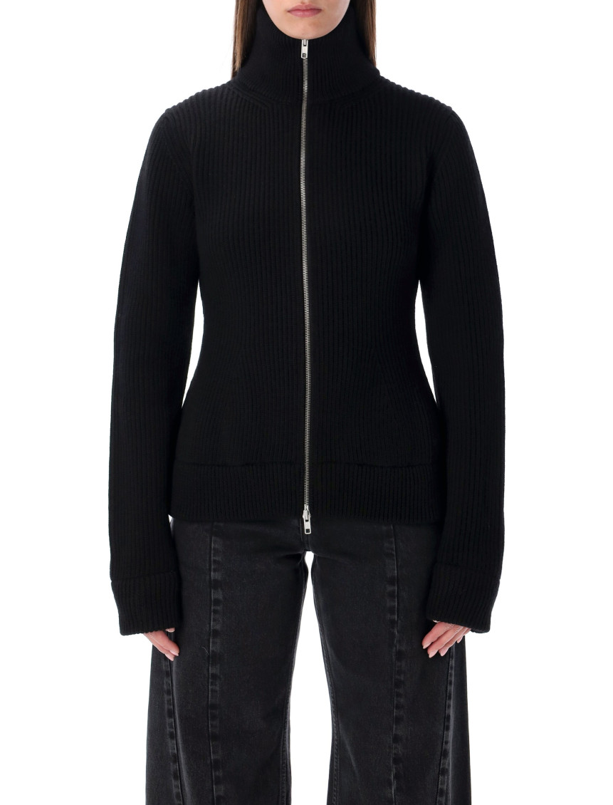 Maison Margiela Black High-neck Cardigan In Black