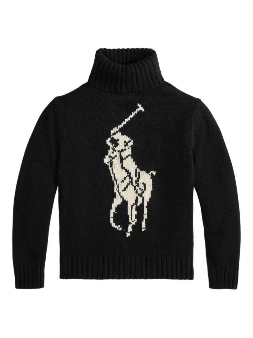 Ralph Lauren Black Logo Sweater In Black