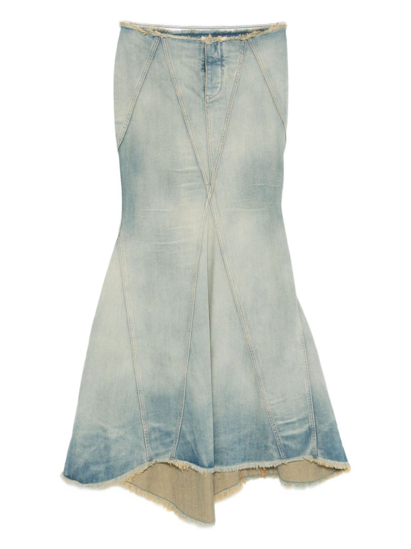 Off-white Flared Denim Maxi Skirt In Gray
