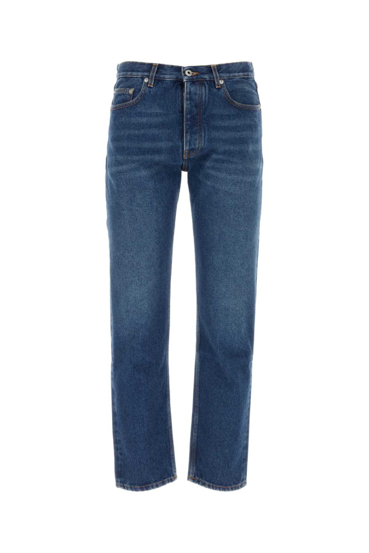 Off-white Indigo Blue Cotton Jeans In Blue