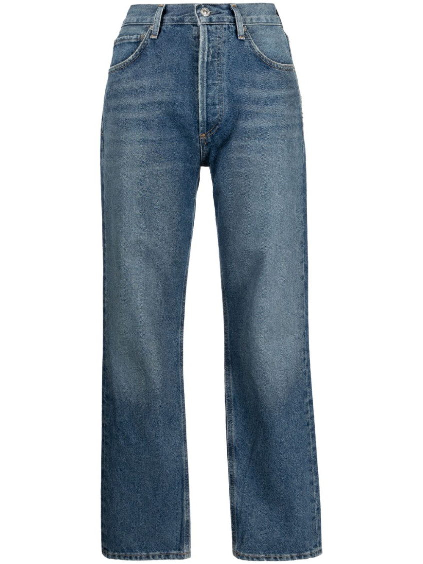 Citizens Of Humanity High-waisted Straight-leg Jeans Belt Loops In Blue