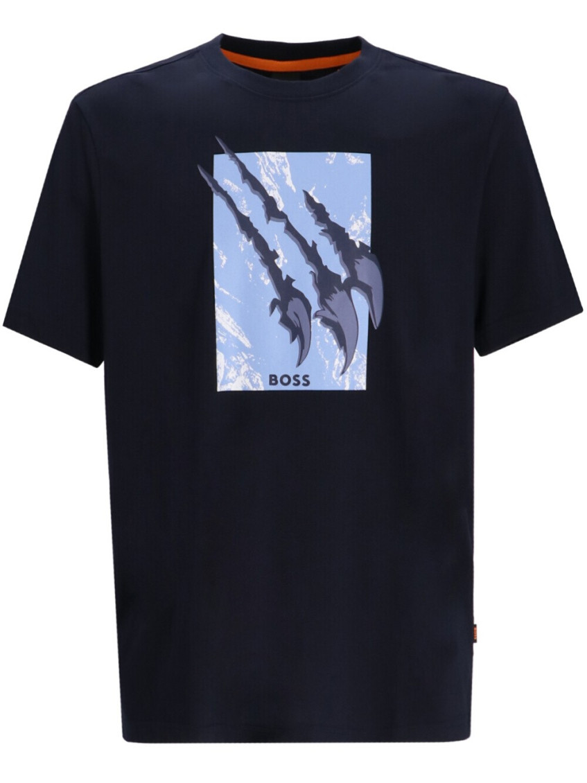 Hugo Boss Men Blue Crew-neck T-shirt, S Luxury T-shirts For Men Darveys In Blue