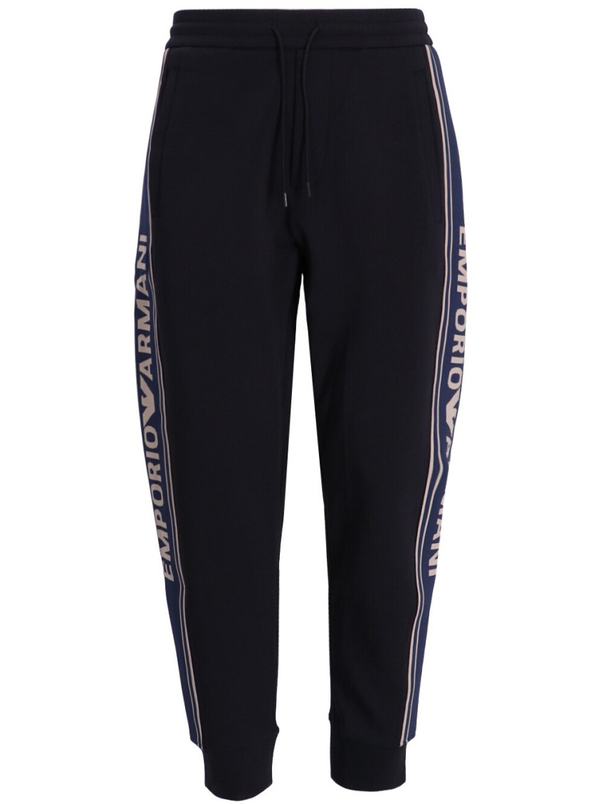 Emporio Armani Blue Logo-detail Track Pants In Black