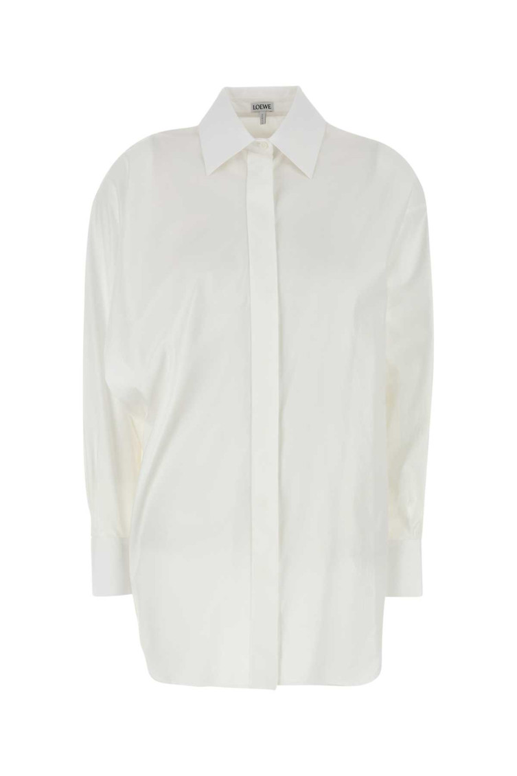 Loewe White Poplin Oversize Shirt In White
