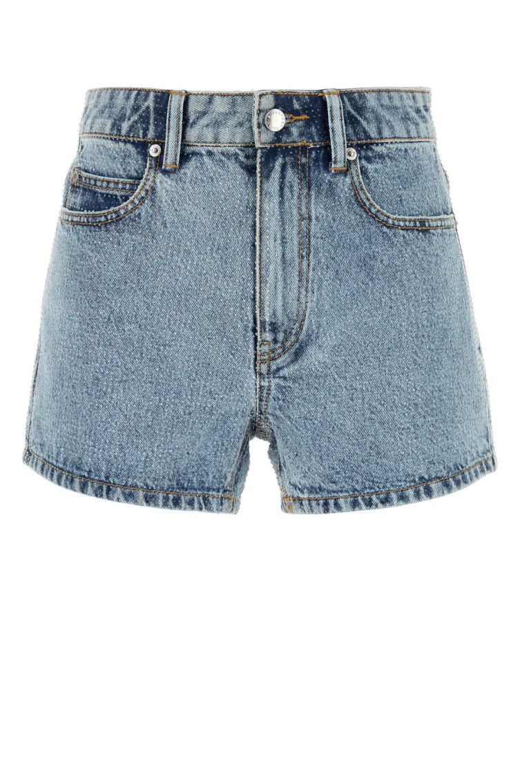 Alexander Wang Denim Shorty Embellished Shorts In Denim