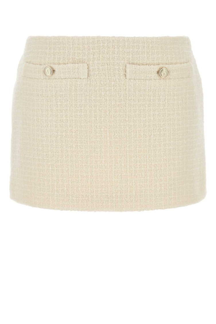 Shop Gucci White Damier Short Skirt
