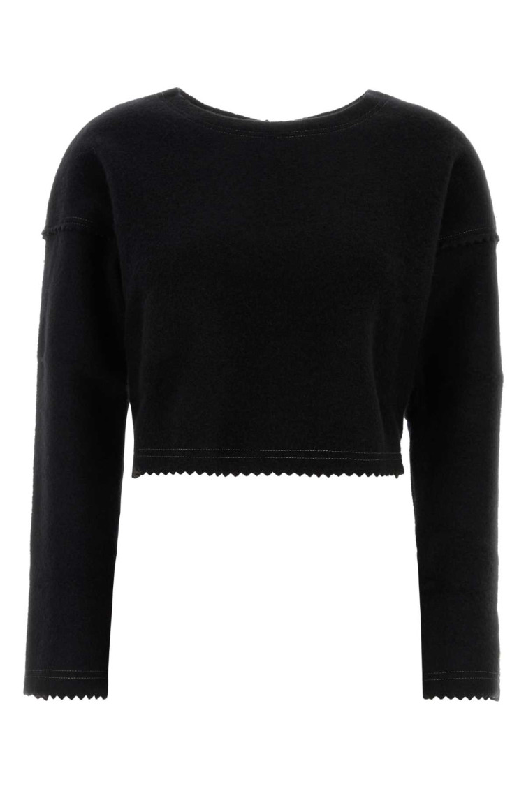 Max Mara Maglione Crespo In Misto Lana Nera Donna In Black