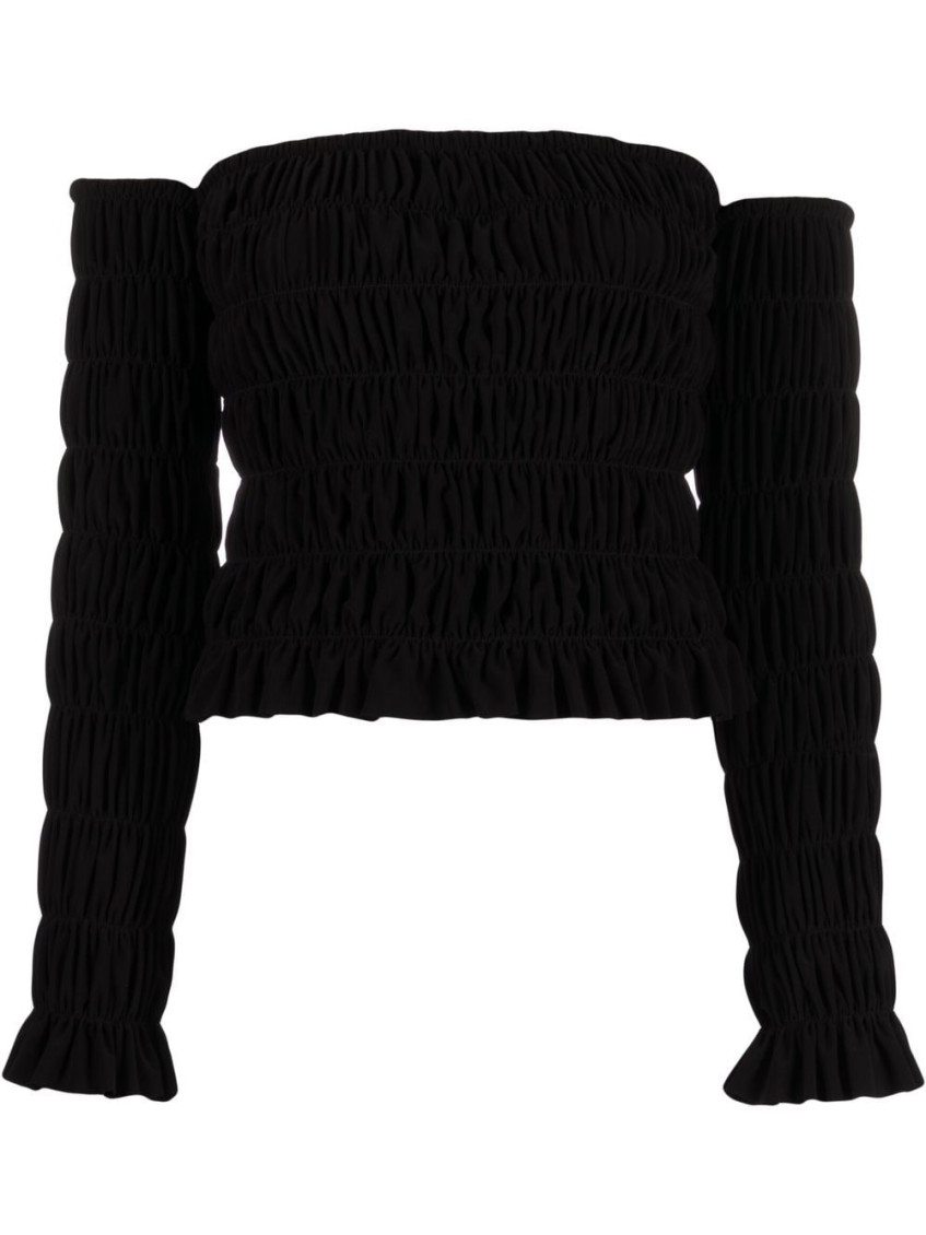 Norma Kamali Velvet Tube Top With Detached Sleeves In Black