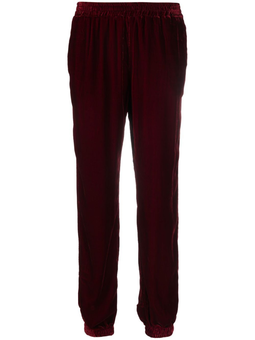 Gold Hawk Tapered Velvet Track Pants In Red