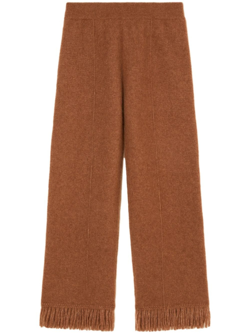 Alanui Cashmere And Silk Blend Trousers In Brown