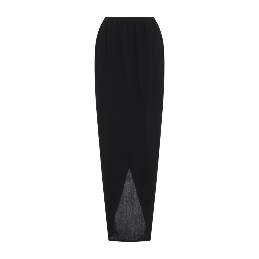 Rick Owens Soft Pillar Asymmetric Wrap Long Skirt In Black