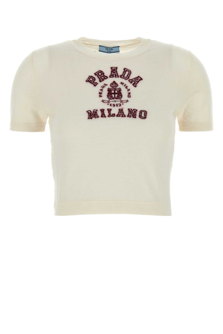 Prada Women Ivory Cashmere Sweater In White