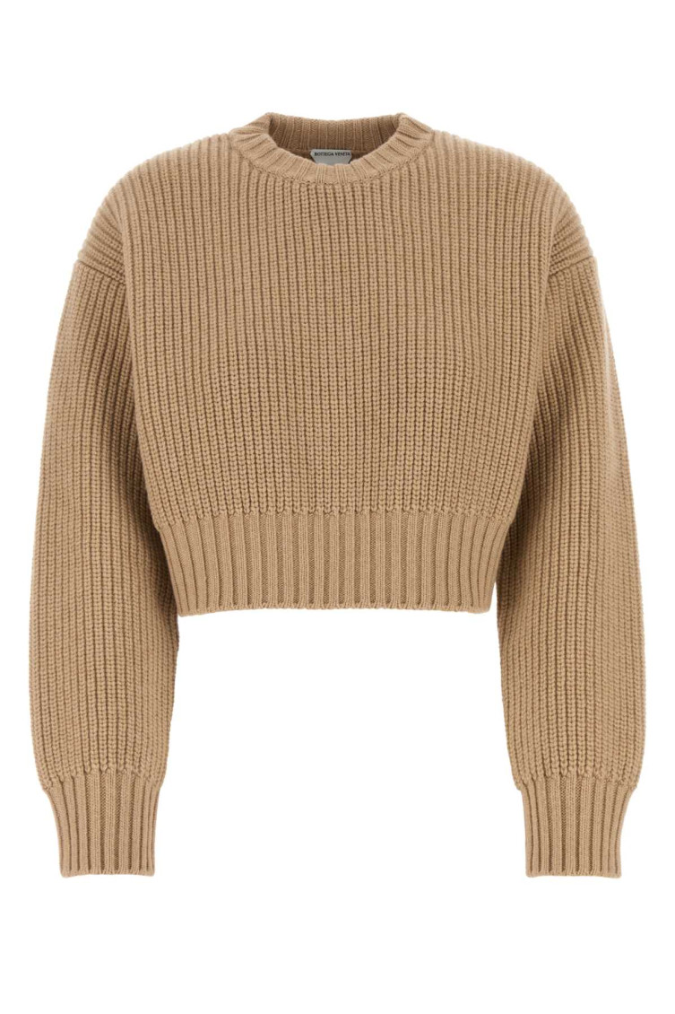 Bottega Veneta Camel Wool Blend Sweater In Beige