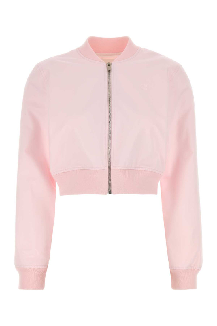 Givenchy Cropped Cotton Bomber Jacket In Pink