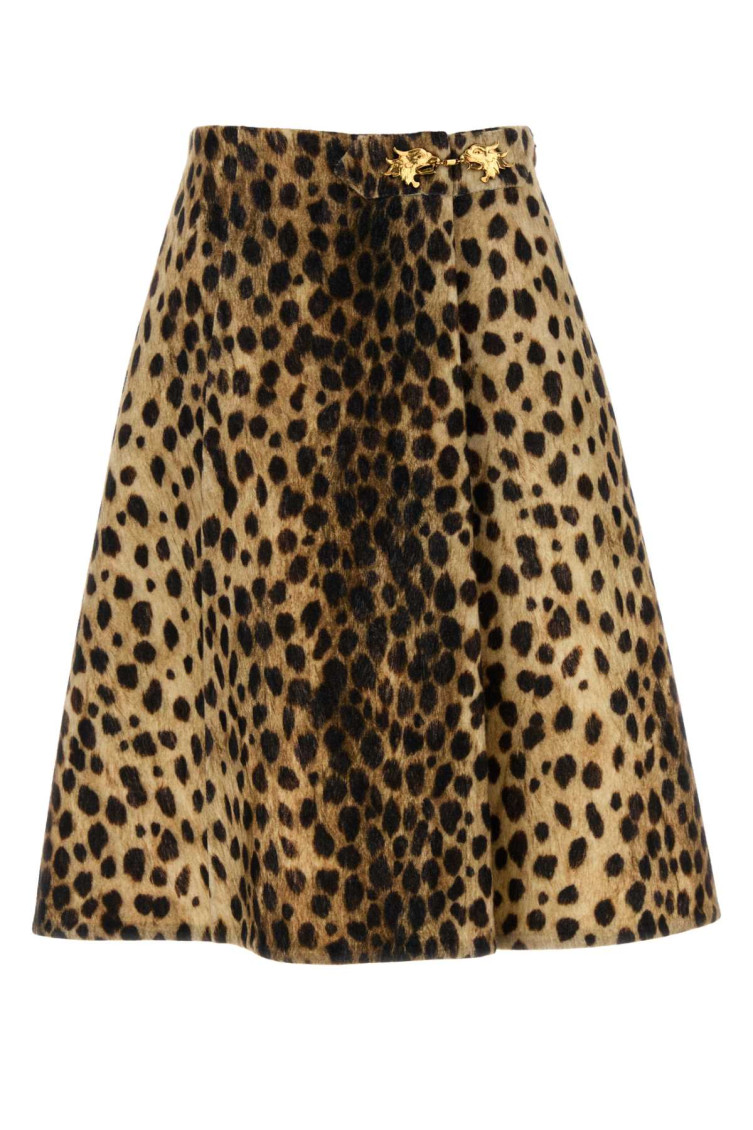Shop Valentino Leopard Print Wool Skirt