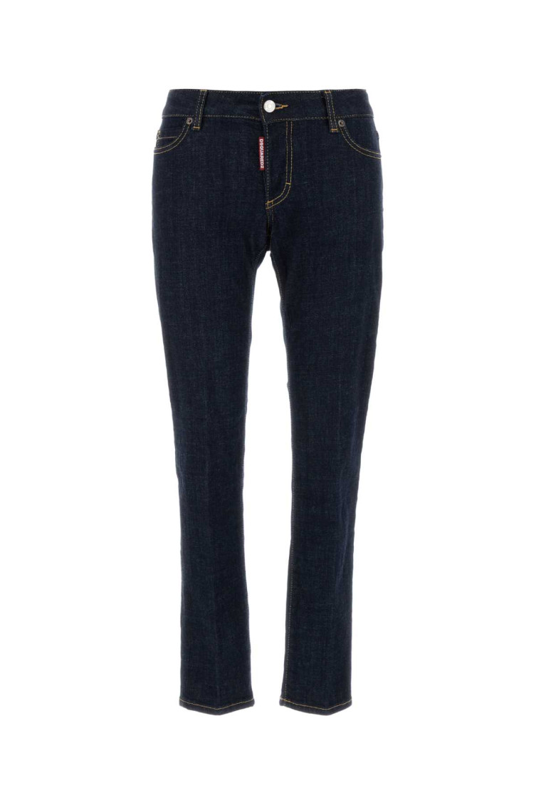 Shop Dsquared2 Navy Blue Low-rise Skinny Jeans