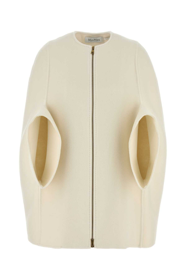 Max Mara Cashmere Placido Cape Open Sleeves In White