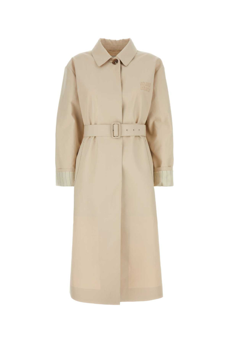 Miu Miu Women's Sand Cotton Trench Coat In Beige